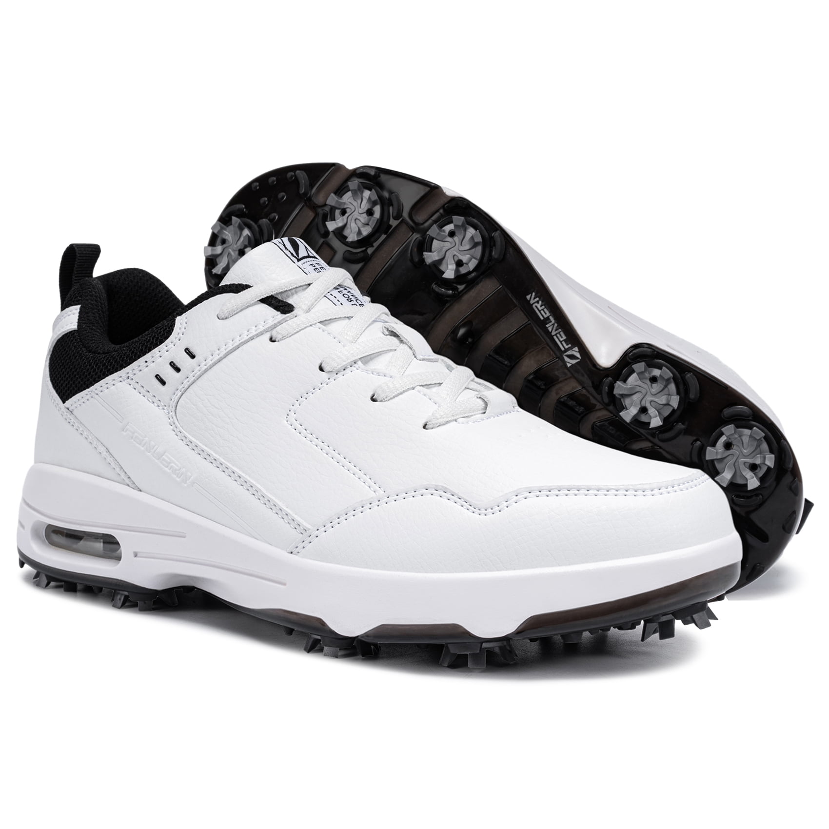 FENLERN Men's Golf Shoes with Spiked Waterproof Leather Upper Air cushion shock-absorbing sports sneakers Shoe