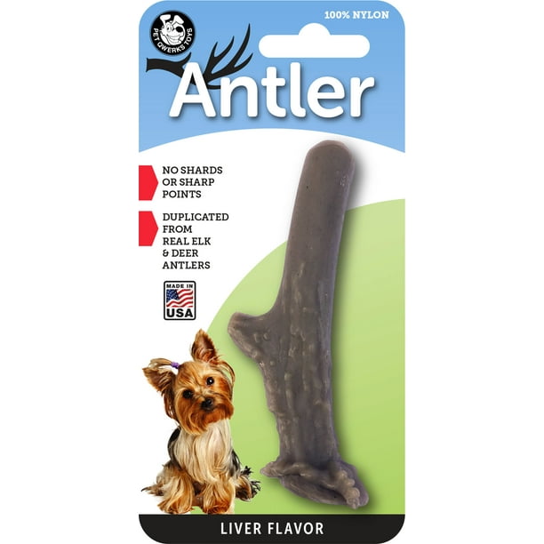 Pet Qwerks Nylon Antler Dog Chew Toy, Liver Flavor, Small