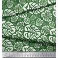 thumbnail image 3 of Soimoi Green Cotton Jersey Fabric Monstera Leaves Print Fabric by the Yard 58 Inch Wide, 3 of 3
