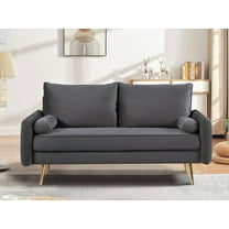 US Pride Furniture Villeda 70''W Polyester Square Arms Loveseat Gray