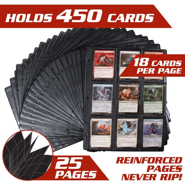 mtg card binder pages Amazon.com: Monster 9 Pocket Trading Card Binder - Matte Black Album,  Anti-Theft & Anti-Drop TCG Protection w Side Loading Pockets, Holds 160  Cards main image 1