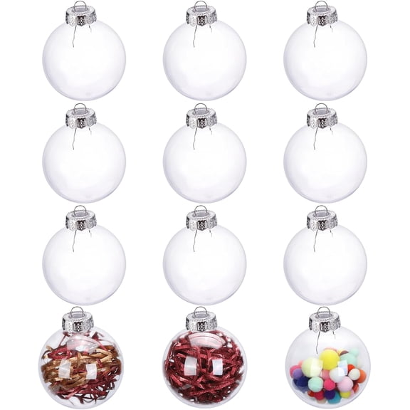 12 Pack Clear Plastic Fillable Ornament Ball for Christmas,Holiday, Wedding,Home Decor