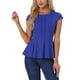 thumbnail image 1 of INSPIRAR CHIC Blusas de Peplum para Mujeres con Mangas Cortas y Cuello Redondo en Color Sólido XL Azul Real, 1 of 6