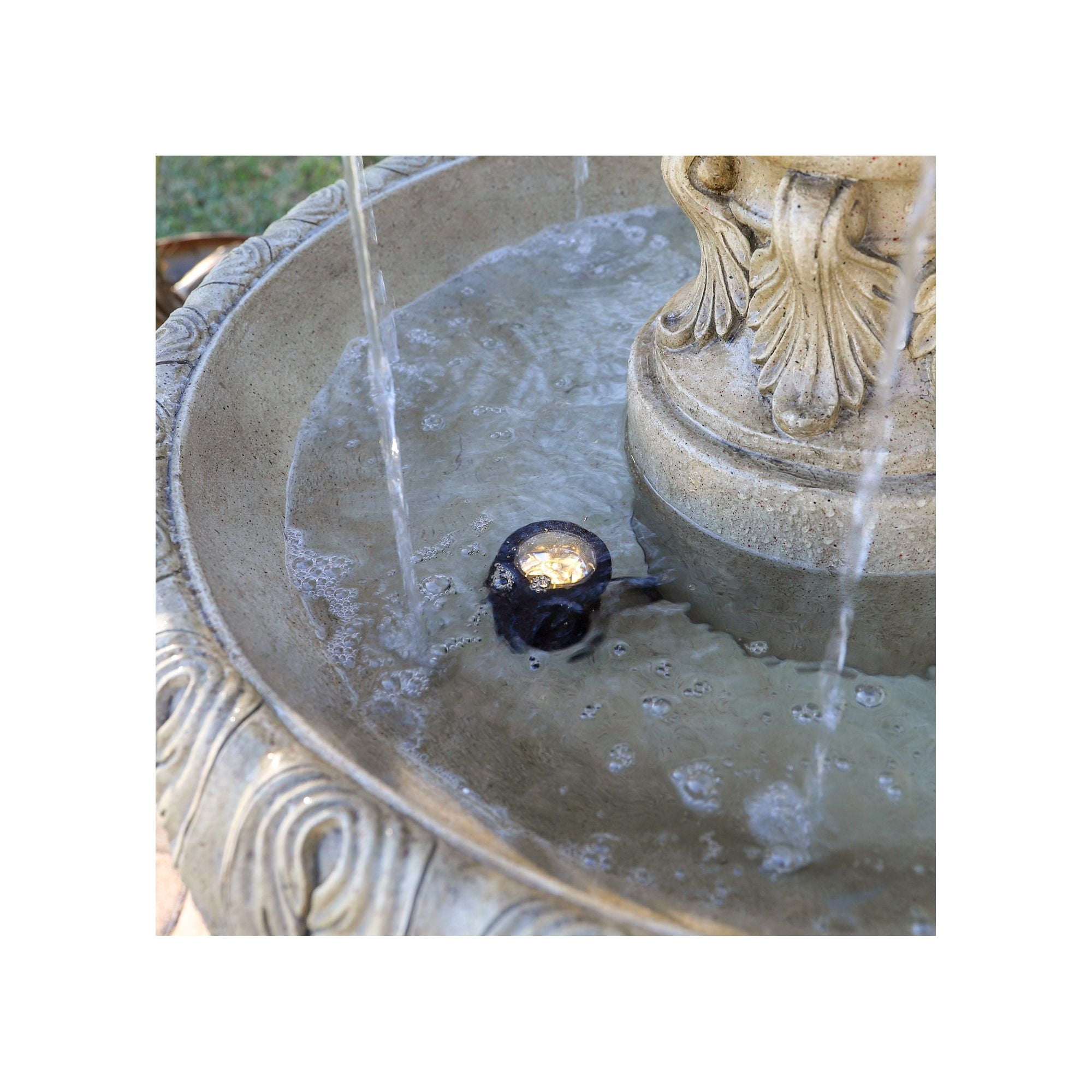 Ibiza 62" High Large Italian Outdoor Decor Sand Stone Floor Fountain with Light LED 3-Tier Outside Garden Patio
