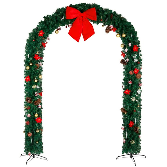 94.5" 1860 Branches PVC Christmas Arch Decoration Steel Bracket Reusable for Christmas Weddings Parties Green