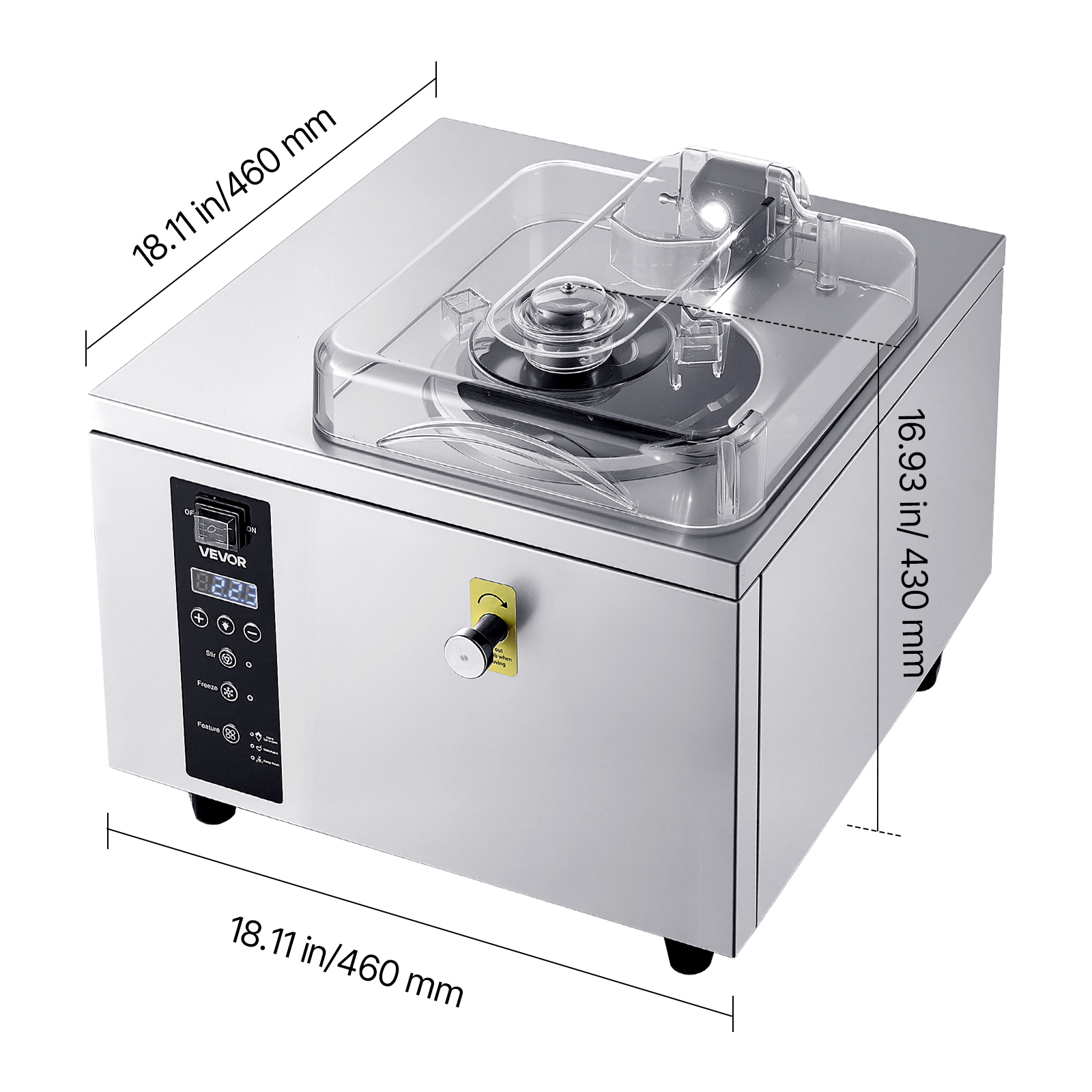 VEVOR Commercial Hard Ice Cream Machine, 500W 1.32 Gal/Hour, Gelato Hard Serve Ice Cream Maker with 2.8L 304 Stainless Steel Cylinder, Auto Clean LED Panel High Productivity for Snack Bar Restaurants