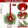 thumbnail image 2 of Guvpev 4 Pcs 15" Christmas Mini Cabinet Wreaths for Kitchen,Artificial Norfolk Pine & Cypress Wreath with Red Berry Bow for Christmas Decorations Window Door Fireplace Table Staircase Indoor Outdoor, 2 of 12