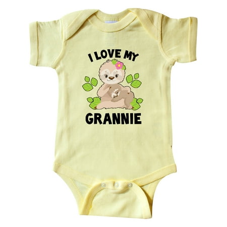 

Inktastic Cute Sloth I Love My Grannie with Green Leaves Gift Baby Boy or Baby Girl Bodysuit