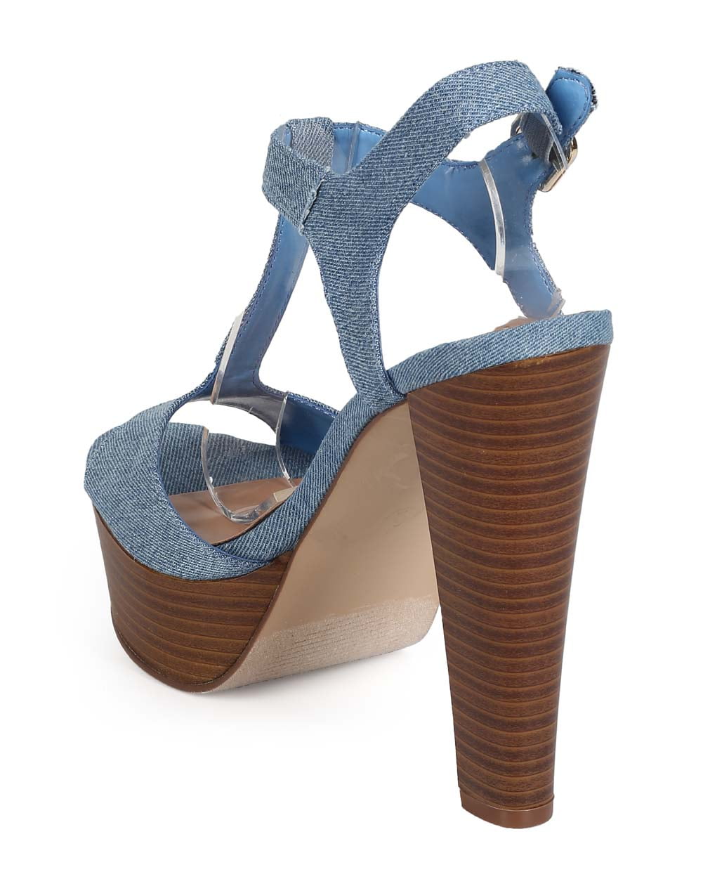 Breckelles ED28 Women Denim Peep Toe T 
