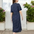 thumbnail image 3 of Women's Polka Dot Midi Dress with Front Tie Detail Short Sleeves and Button Front Design for a Flattering Fit- Small, Navy, 3 of 7