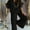 Black, variant on MORTTIC Women's 2 Piece Outfit, Casual Solid Color V-Neck Half Sleeve Top and Wide Leg Pants Lounge Set