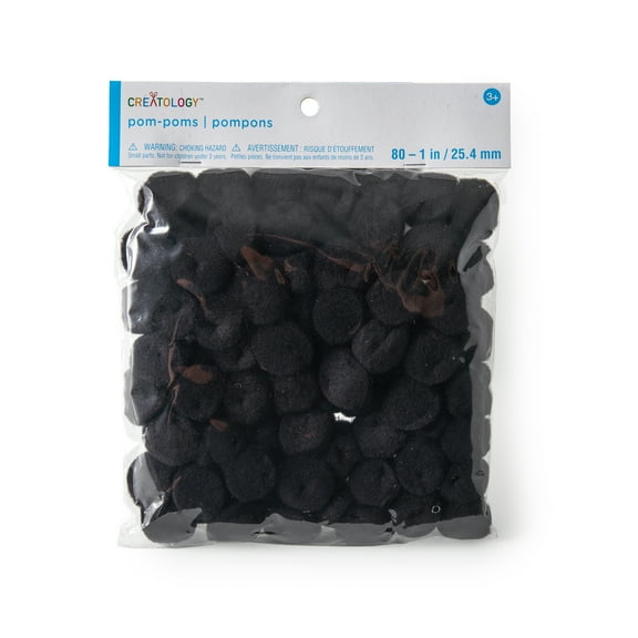 12 Packs: 80 ct. (960 total) 1" Black Pom Poms Value Pack by Creatology™