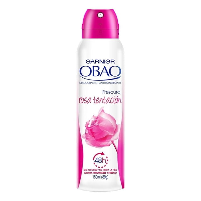 Desodorante antitranspirante Garnier Obao frescura rosa tentación para dama en aerosol 150 ml