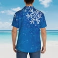 thumbnail image 4 of Honeii Blue Christmas With Snowflakes Print Men’s Hawaiian Shirt,Classic Button-Down Short Sleeve Shirt, for Beach, Vacation, and Outdoor Activities,3X-Large, 4 of 7