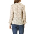 thumbnail image 3 of Allegra K Women's Bow Tie Ruffle Collar Button Down Long Sleeve Floral Blouse, 3 of 5