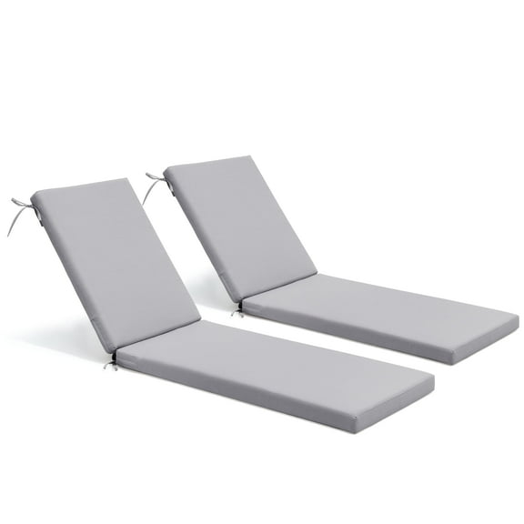 Pellebant Set of 2 80 in Outdoor Chaise Lounge Cushion, Lgiht Gray