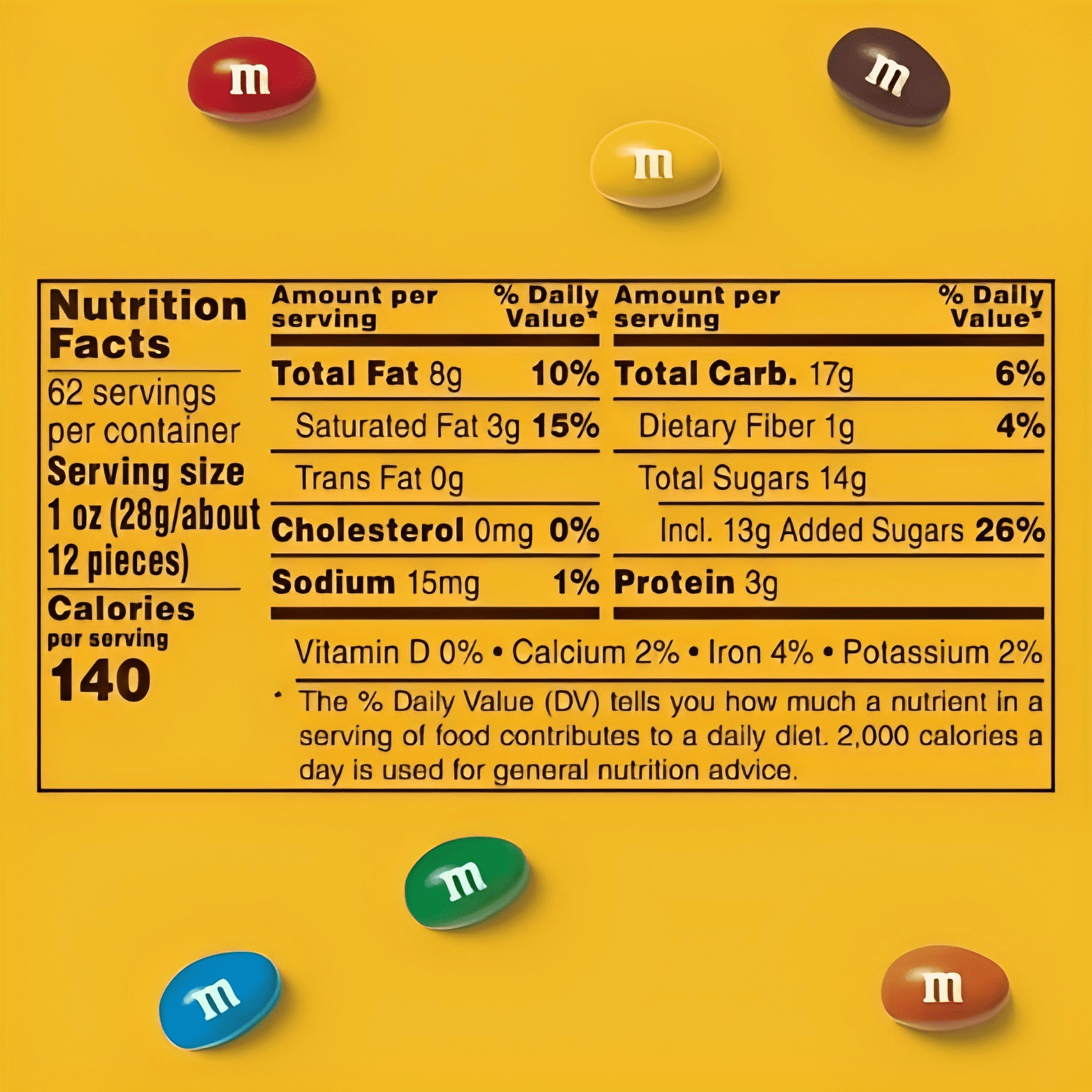 M&M'S Peanut Milk Chocolate Candy, 62 oz. Resealable Jar – Perfect for Snacks, Baking & Celebrations