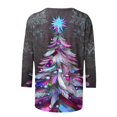 thumbnail image 4 of YABCSAZ Ugly Christmas Sweaters for Women 3/4 Sleeve Tops Casual Loose Pullover Oversize Crewneck Sweatshirt Xmas Graphic Print Fall Trendy Outfits T Shirts for Xmas Party Holiday Tops, 4 of 5