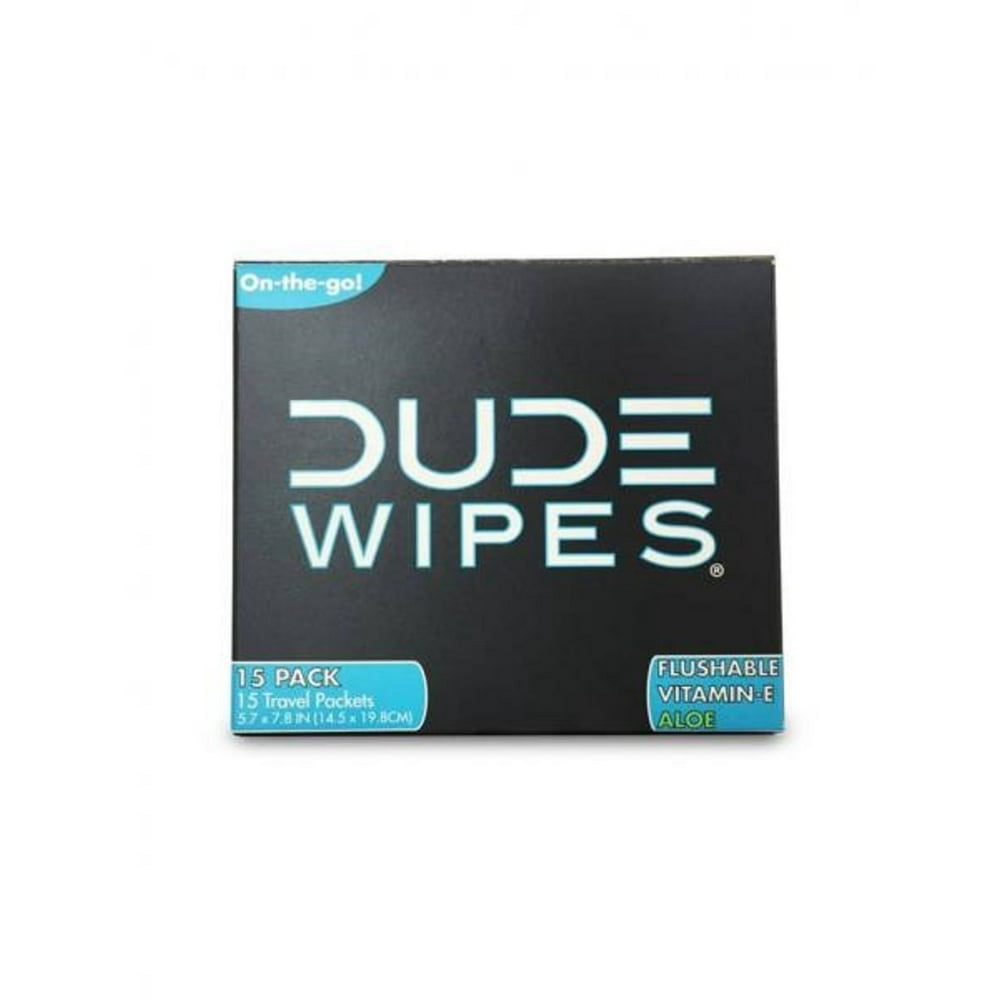 DUDE Products Dude Wipes Travel Packets Flushable Single Wipes, Unscented, 15 Travel Packets