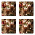 thumbnail image 1 of Chocolate Coaster Set of 4, Homemade Dark Chocolate Mousse with Whipped Cream Image Print, Square Hardboard Gloss Coasters, Standard Size, Brown Green, by Ambesonne, 1 of 2