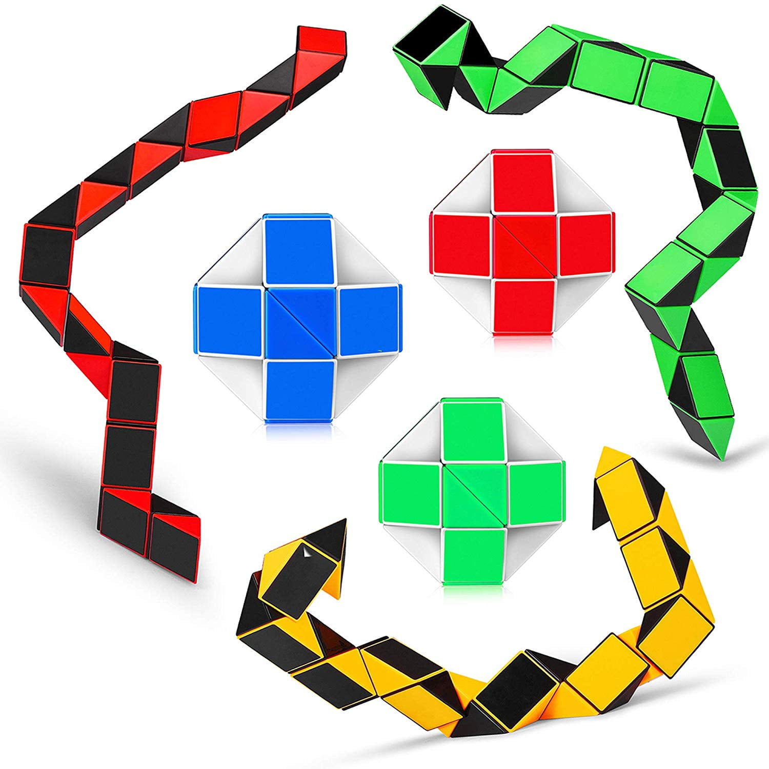 4 Mini Set Pack Ganowo Sensory Toy Snake Cube Twist Fidget Puzzle