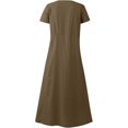 thumbnail image 4 of Women's Plus Size Summer Causal Dresses Short Sleeve Cotton Linen Dress Scoop Neck Ruffle Flowy Beach Baggy Maxi Sun Dresses Sundress Pocket, 4 of 5