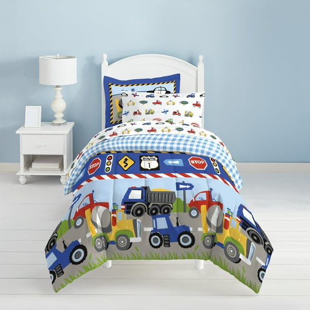 Dream Factory Transportation 180 Thread Count Vehicle Sports Cars & Trucks, With Comforter Shams