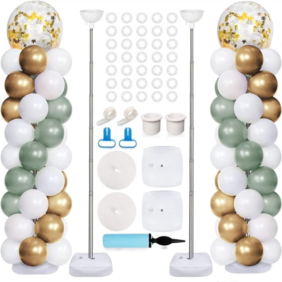 Balloon Column Stand Kit Set of 2, Adjustable 2m Metal Balloon Arch Stand, with Bases, Suitable for Birthday, Party Decoration, Wedding