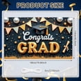 thumbnail image 2 of Gold Accent Graduation Banner Navy Blue Congrats Backdrop Graduation Cap Diploma Scroll Grad Display for Graduation Party College Graduation Grad Ceremony, 2 of 9