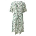 thumbnail image 4 of TIANEK Summer Dresses for Women Green Beach Dresses Casual Crew Neck Printing Summer Short Sleeve Pockets Dress Sun Dresses On Clearance for $3.00, 4 of 5