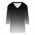 thumbnail image 4 of Lilgiuy Women's Fashion Printing Loose T-shirt 3/4 Sleeves Blouse V-Neck Casual Tops Wild Base Tees, 4 of 4