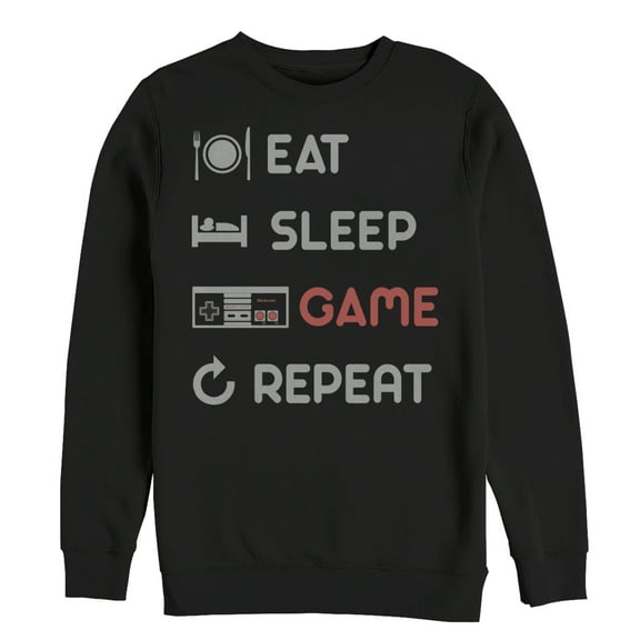 Men's Nintendo Eat Sleep NES Game Repeat Sweatshirt Black Medium