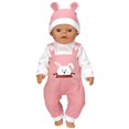 thumbnail image 4 of Babysbule 16-18 inch Reborn Baby Doll Clothes Set – Cute Jumpsuit and Hat for Girls | Soft Cotton Outfit for Toddler Pretend Play | Birthday Christmas Valentine’s Gift, 4 of 6