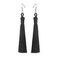 thumbnail image 2 of Pendientes bohemios con borlas colgantes para mujer, aretes largos con flecos, tejido de seda, azul marino, 2 of 5