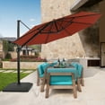 thumbnail image 6 of CozyHom 11 Ft Offset Hanging Outdoor Market Patio Umbrella, Cantilever Umbrella With Base, Big Heavy Duty Base Outside Umbrella, 4" Thick Aluminum Pole, Red, 6 of 20