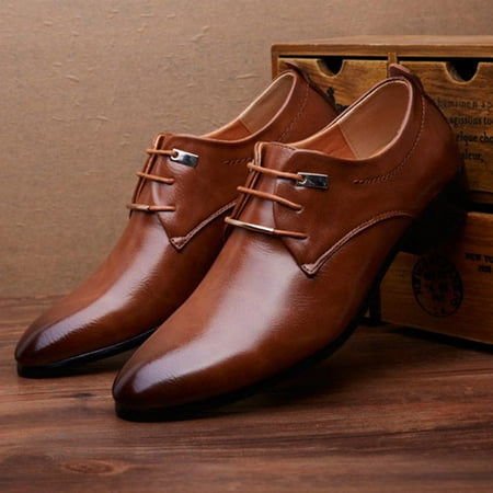 

Leather Shoes Fashion Men Business Leather Shoes Casual Pointed Toe Lace Shoe Male Suit Shoes