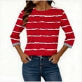 thumbnail image 4 of LiMoi Women's Striped Blouse 3/4 Sleeve Round Neck Comfort Fit Top Tees Tshirts for Everyday Wear My Order My Items, 4 of 6
