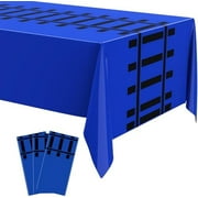 3 Pcs Train Party Decorations Railroad Track Tablecloths Express Train Birthday Party Supplies 54 x 108 Inch Plastic Table Covers for Christmas Halloween Railroad Track Western (Blue)