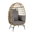 thumbnail image 6 of Oversized Wicker Egg Chair with Cushion, 600lbs Capacity Rattan Hanging Chair for Indoor and Outdoor, All-Weather Egg-Shaped Swing Chair for Porch, Balcony, Backyard, Dark Gray, 6 of 7