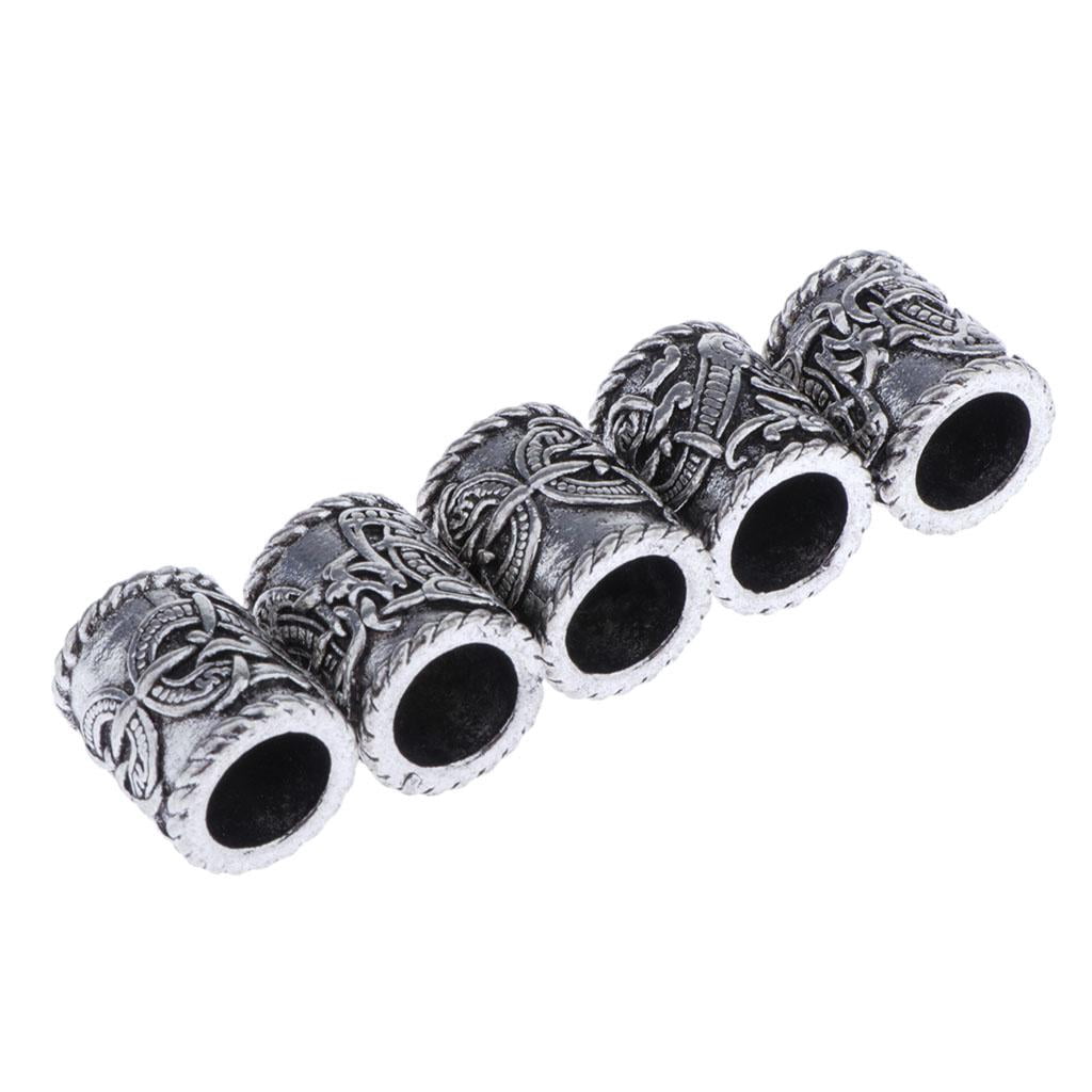 HILABEE 2-3 of pack 5 Pieces Large Viking Rune Beads for Hair Beard DIY 3 Pcs