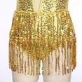 thumbnail image 7 of TiaoBug Womens Sparkle Sequin Sleeveless Leotard with Hat Modern Tap Fringed Skirt Dancewear Dance Outfit Costume Gold M, 7 of 7