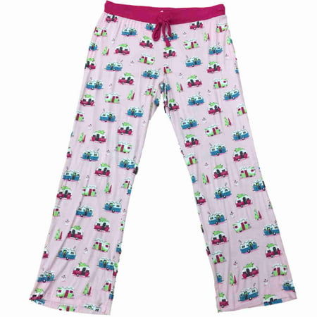 Womens Pink Camper Trailer Christmas Tree Sleep Pants Pajama Bottoms