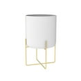 thumbnail image 1 of Wosthever Soporte dorado para plantas con maceta, estante de lujo ligero a la moda, tipo de suelo, soporte para suculentas, maceta grande de Metal para Jardín y Patio Blanco Wosthever HA083862-02, 1 of 6