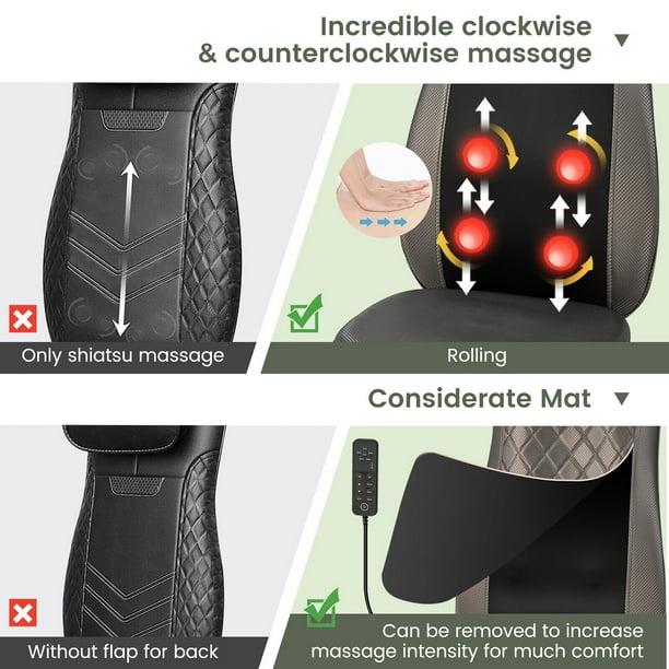Gymax shiatsu neck & back massage cushion air compression heated massager chair seat hot sale