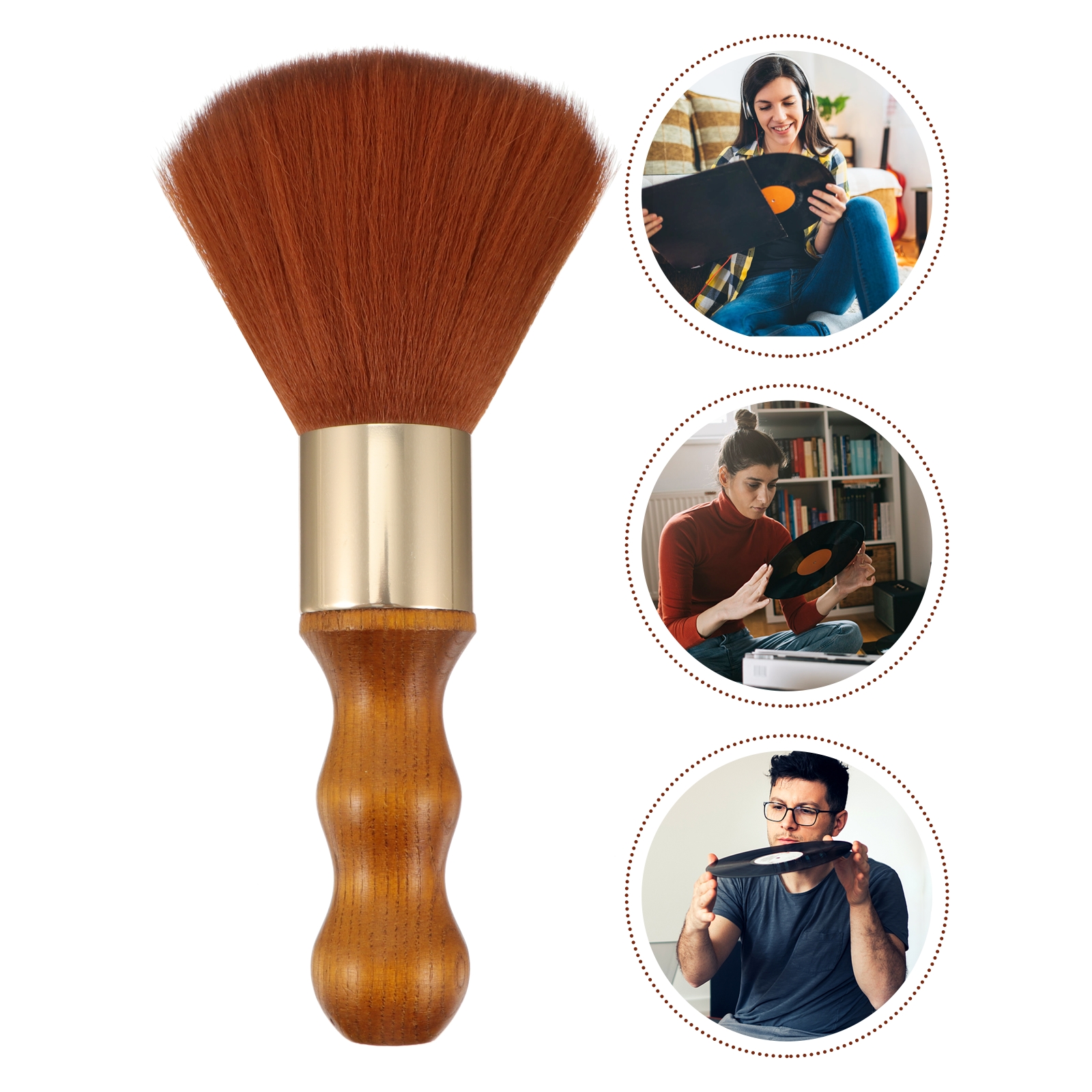 LABSERRON Brush Vinyl Record Solid Wooden Handles Audio Maintenance 1Set 8.06X1.57X1.57 In