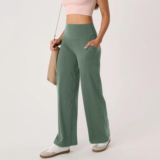 WILLBEST Pantalones Casuales para Mujer, Pantalones de Yoga de Pierna Ancha con Bolsillos, Pantalones Deportivos Holgados y Elásticos para Una Comodidad Durante Todo el Día. Extra Grande