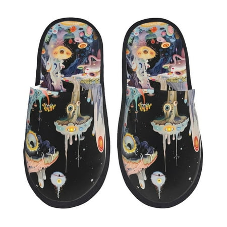 Balery Cute Mushroom Landscape Slient Indoor Furry Fleece Comfort House Shoes Soft Non-Slip Home Shoes Cotton slippers House Slippers-- Medium
