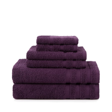 Egyptian Cotton With Dryfast 6 Piece Black Plum Towel (Best Price On Towels)