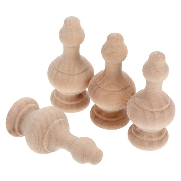LULULION Wood Hotel Decoration Decorative Baluster Solid Wood Craft Projects Khaki 4pcs