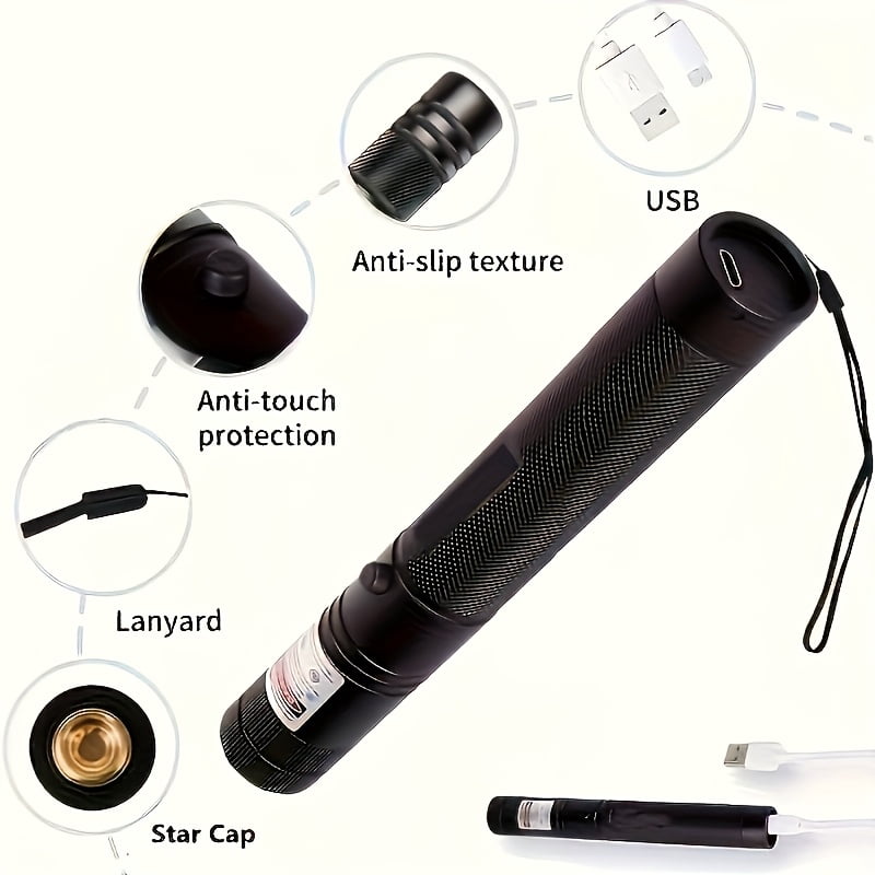 Laser Pointer- USB Charging Cable, Laser Pointer Torch Green And Red Laser Light Pointer Laser Pointer for Indoors Meeetings Outdoor Hunting